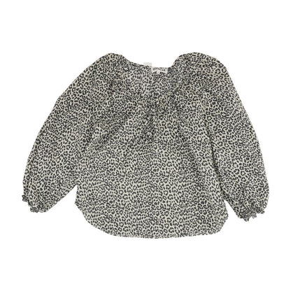 Gray Animal Print Long Sleeve Blouse