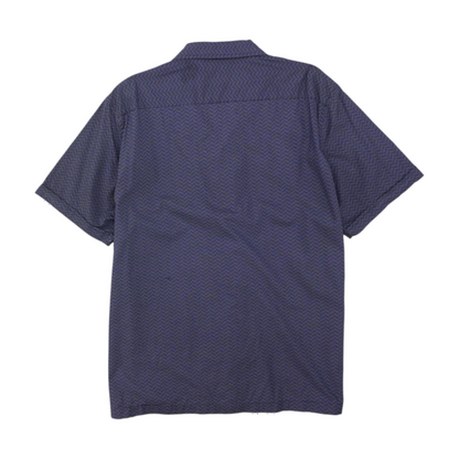 Navy Print Short Sleeve Button Down