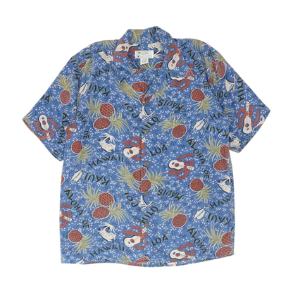 Blue Print Short Sleeve Button Down