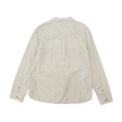 Beige Solid Long Sleeve Button Down
