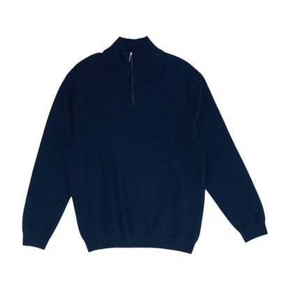 Navy Solid 1/4 Zip Sweater