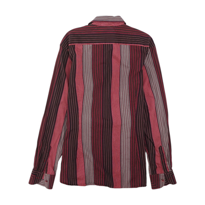 Maroon Striped Long Sleeve Button Down