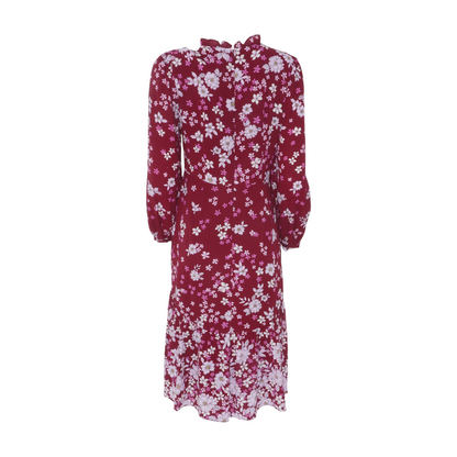 Maroon Floral Midi Dress