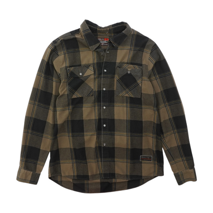 Olive Plaid Flannel Button Down