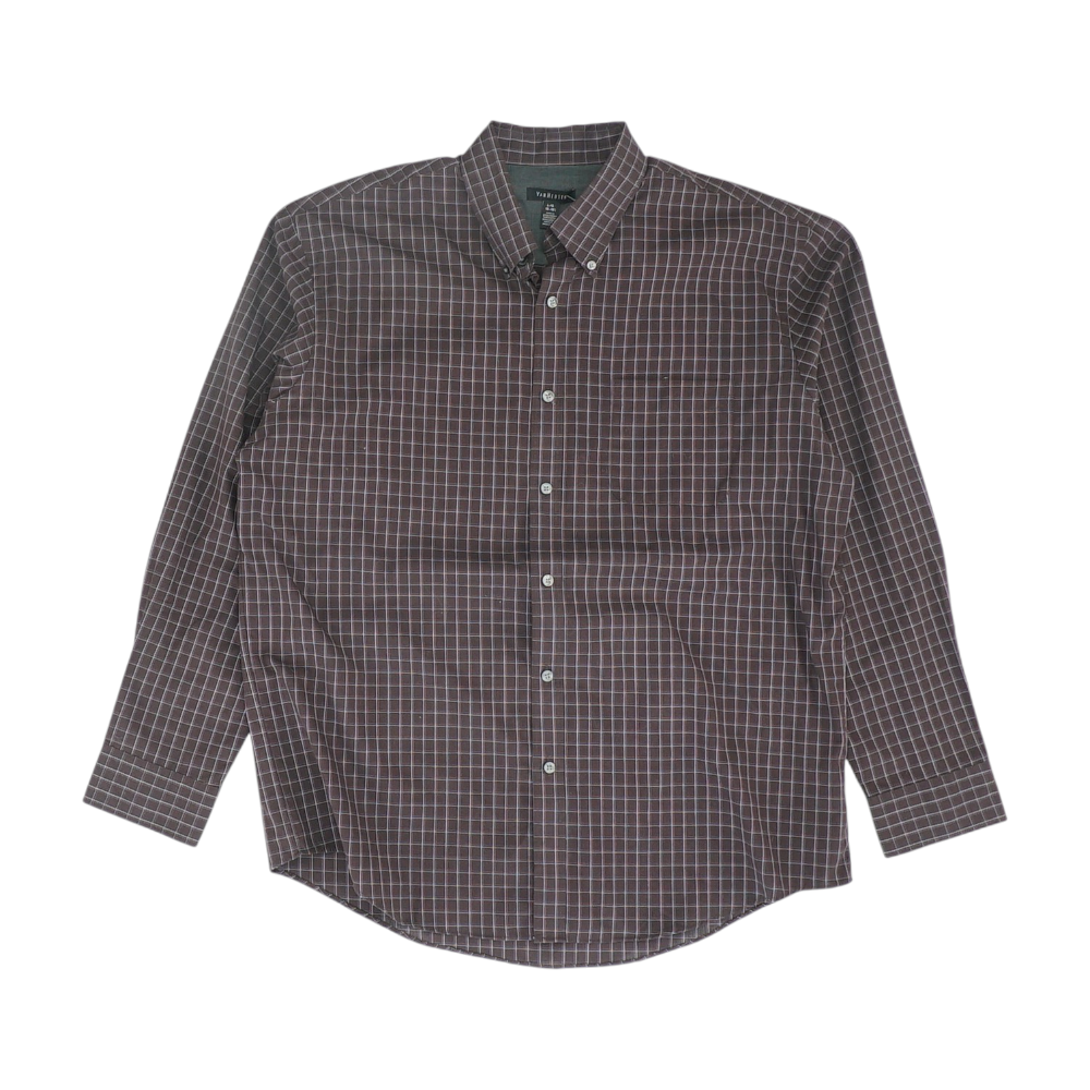 Brown Check Long Sleeve Button Down