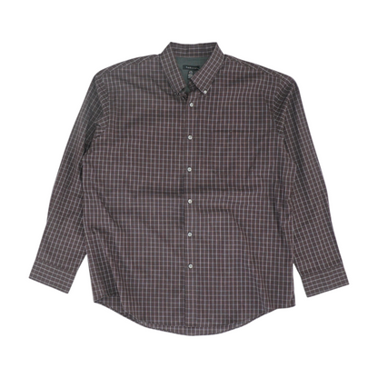 Brown Check Long Sleeve Button Down