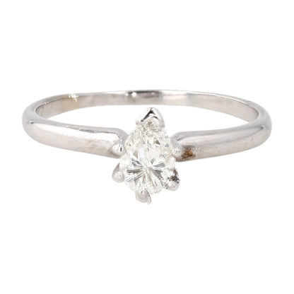 1/2 Ct 14K White Gold Pear Cut Solitaire Diamond Engagement Ring