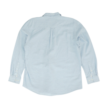 Blue Solid Long Sleeve Button Down