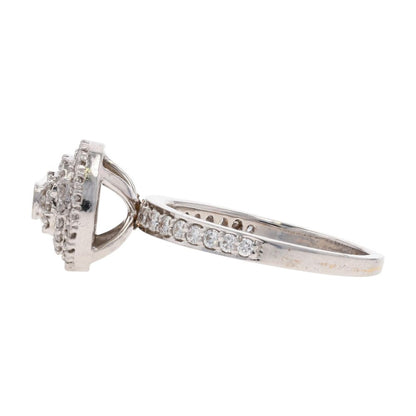 14K White Gold Diamond Triple Halo And Shank Engagement Ring