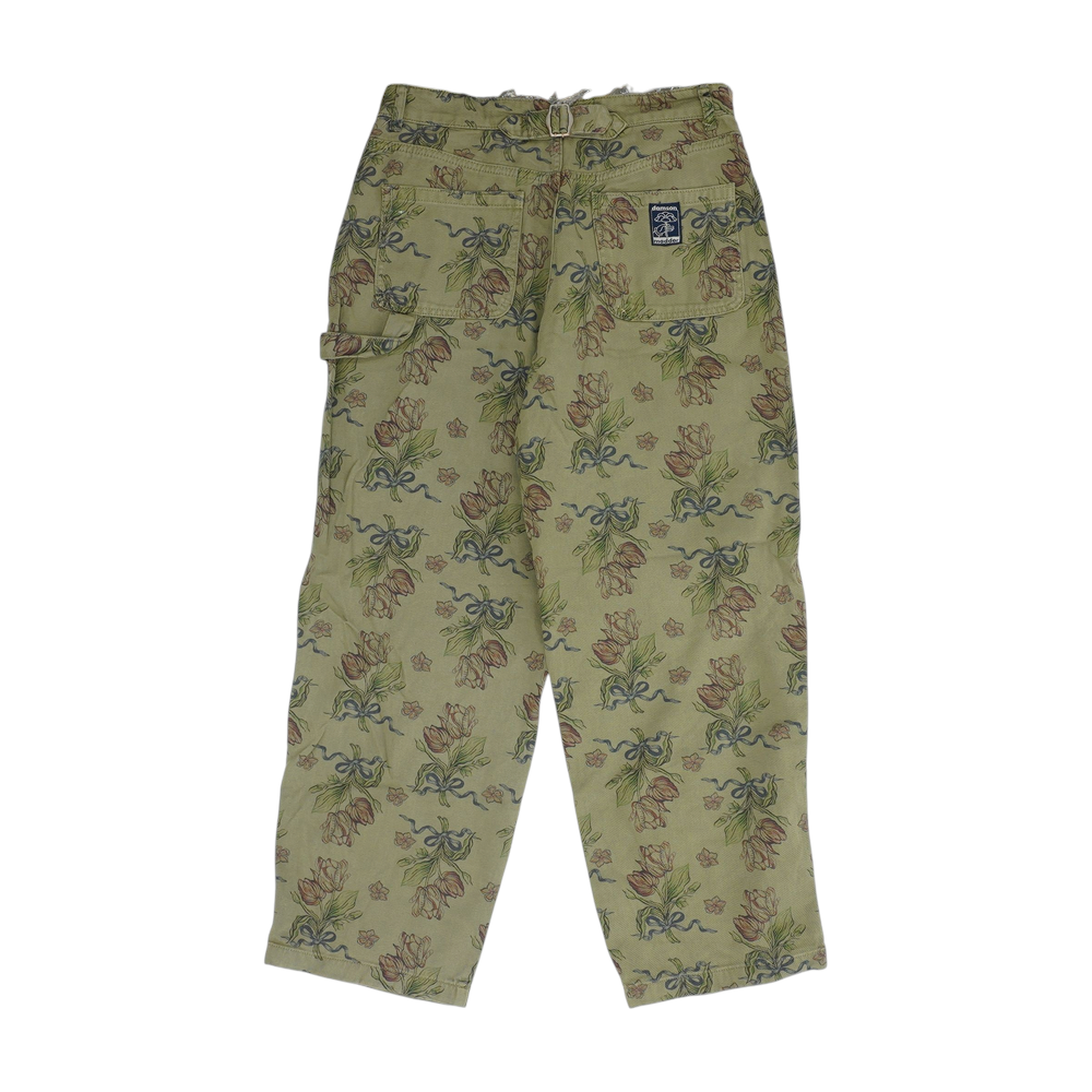 Green Floral Wide Leg Jeans