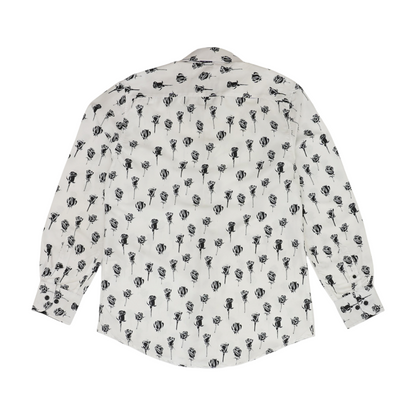 White Floral Long Sleeve Button Down