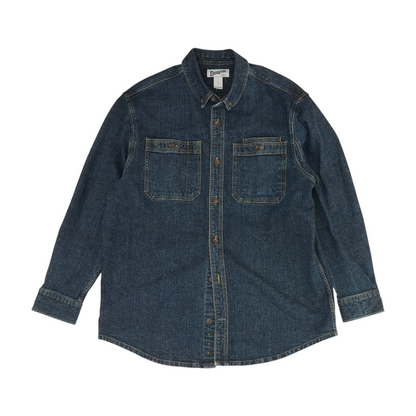 Blue Solid Long Sleeve Button Down