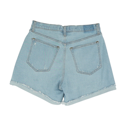 Blue Solid Denim Shorts