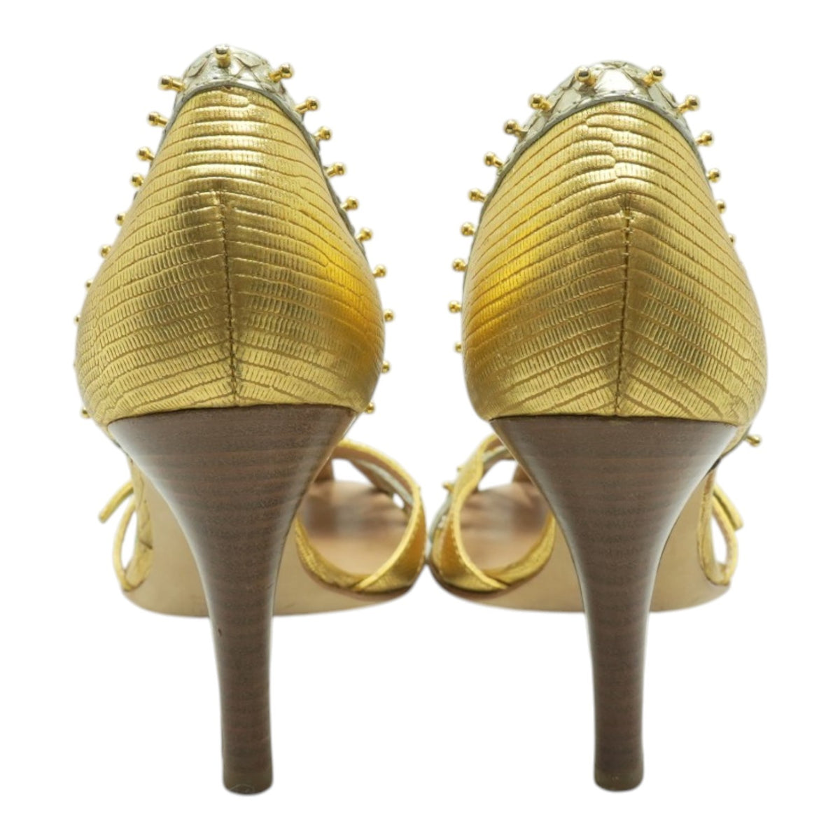 Giuseppe Zanotti Gold Strappy Studded Heels – Image 2