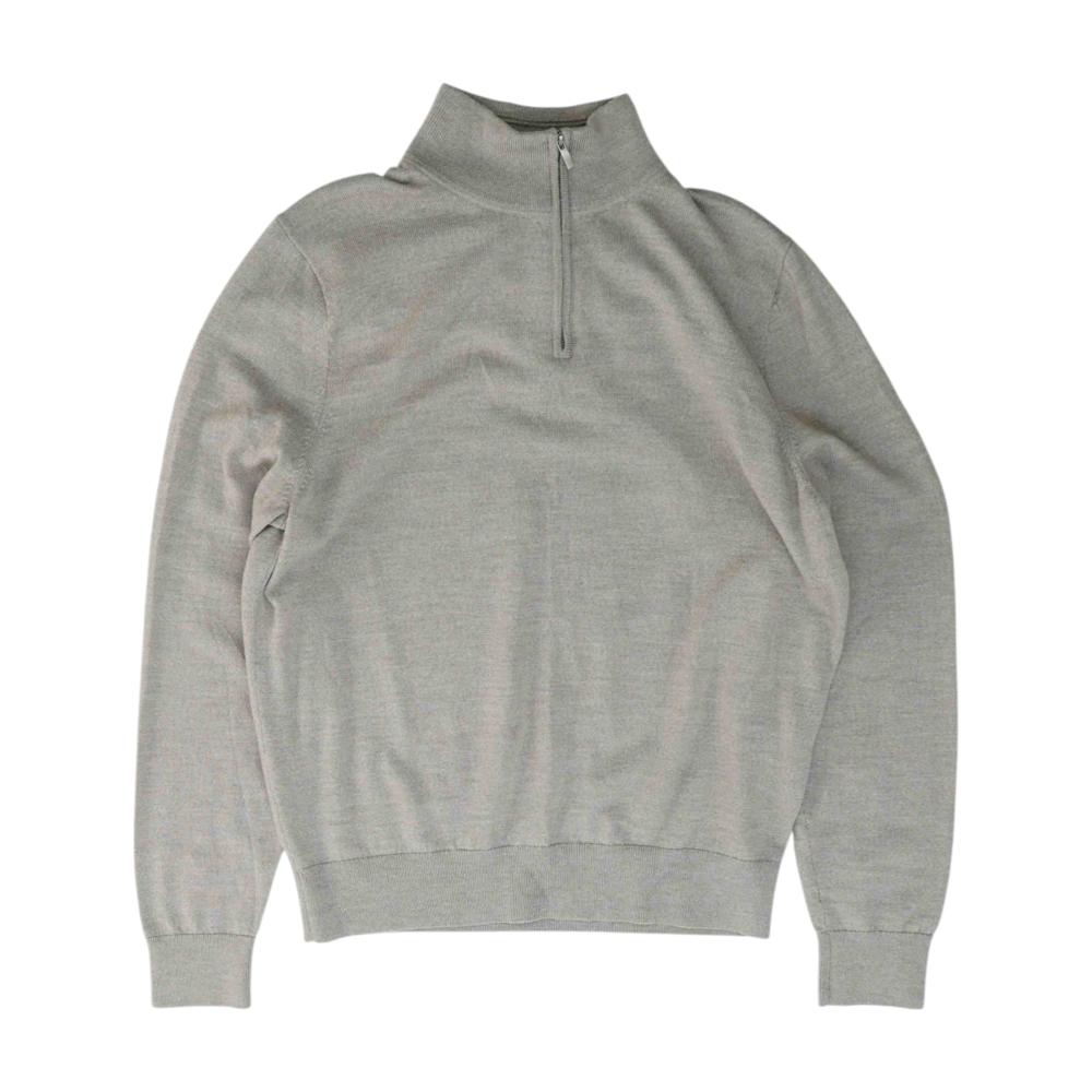 Gray Solid 1/4 Zip Sweater