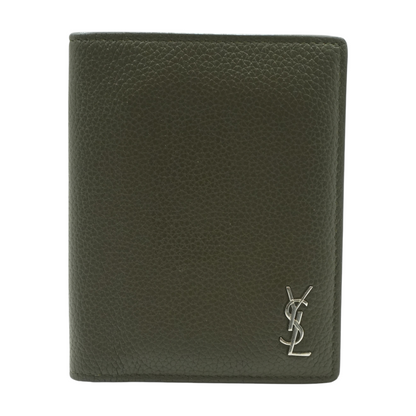 Dark Khaki Tiny Cassandre Credit Card Wallet in Matte Leather