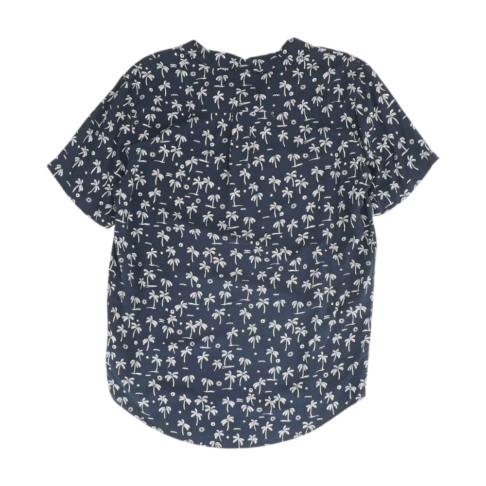 Navy Tropical Short Sleeve Button Down