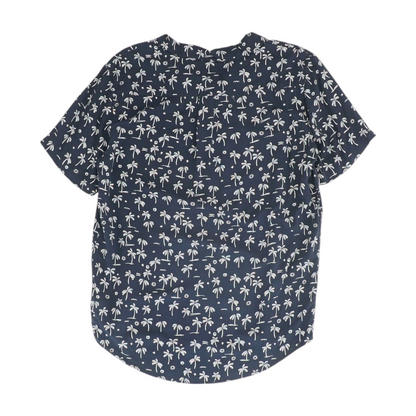 Navy Tropical Short Sleeve Button Down