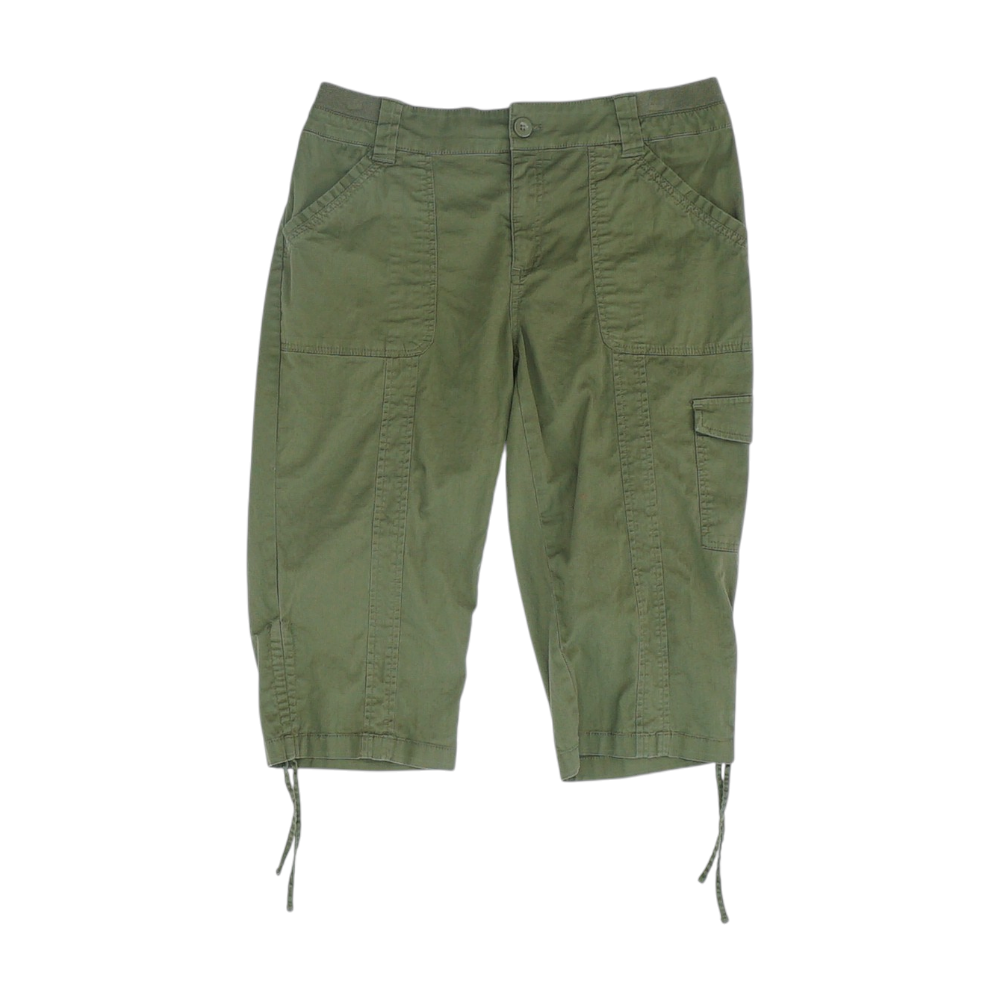 Green Solid Chino Capris