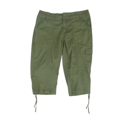 Green Solid Chino Capris