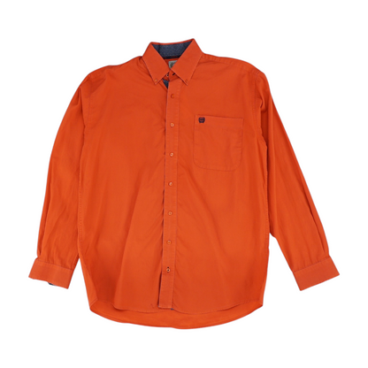 Red Solid Long Sleeve Button Down