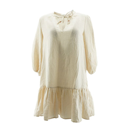 Beige Polka Dot Mini Dress