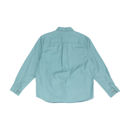 Green Solid Long Sleeve Button Down