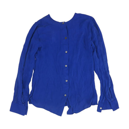 Navy Solid Long Sleeve Blouse