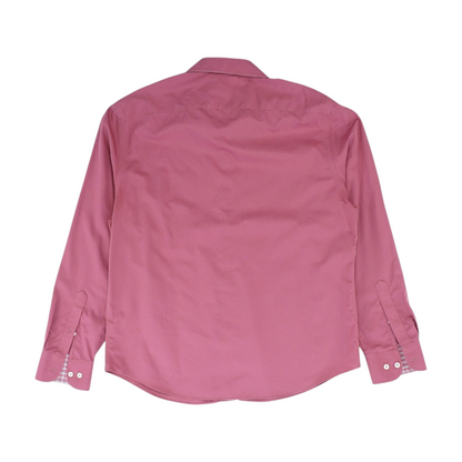 Red Solid Long Sleeve Button Down