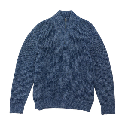 Blue Solid 1/4 Zip Pullover