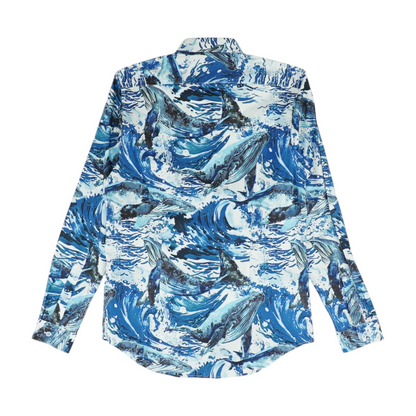 Blue Print Long Sleeve Button Down