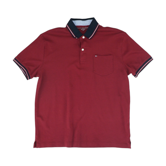 Burgundy Solid Short Sleeve Polo