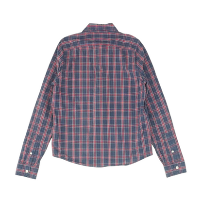 Navy Plaid Long Sleeve Button Down