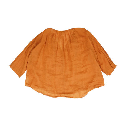 Orange Solid 3/4 Sleeve Blouse