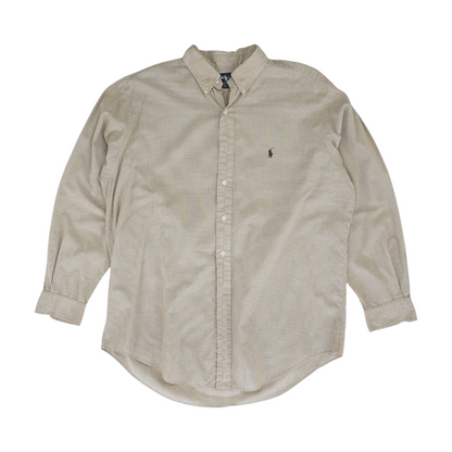 Beige Check Long Sleeve Button Down