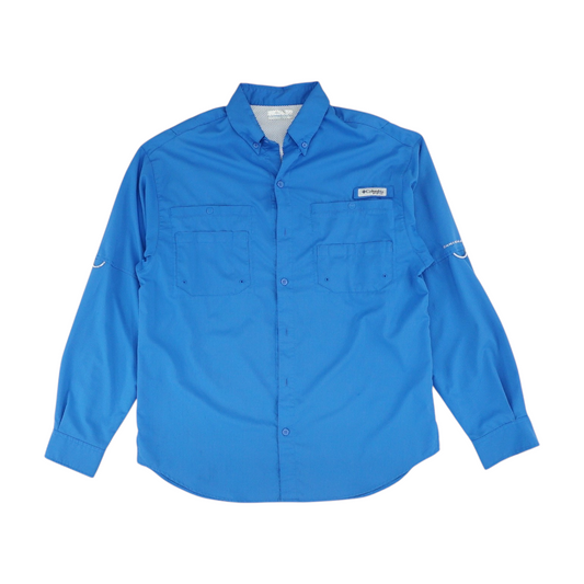 Blue Solid Outdoor Button Down