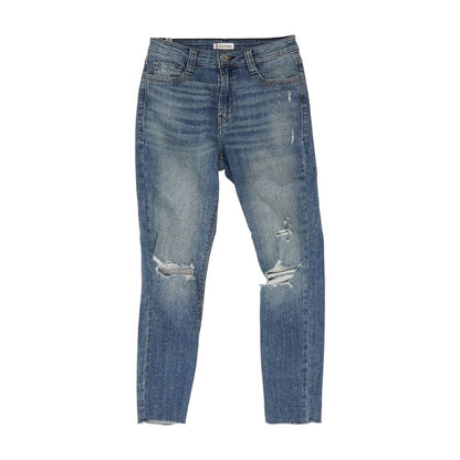 Blue Solid Skinny Leg Jeans