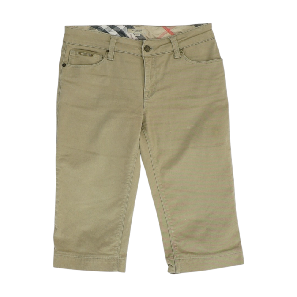 Khaki Solid Chino Capris