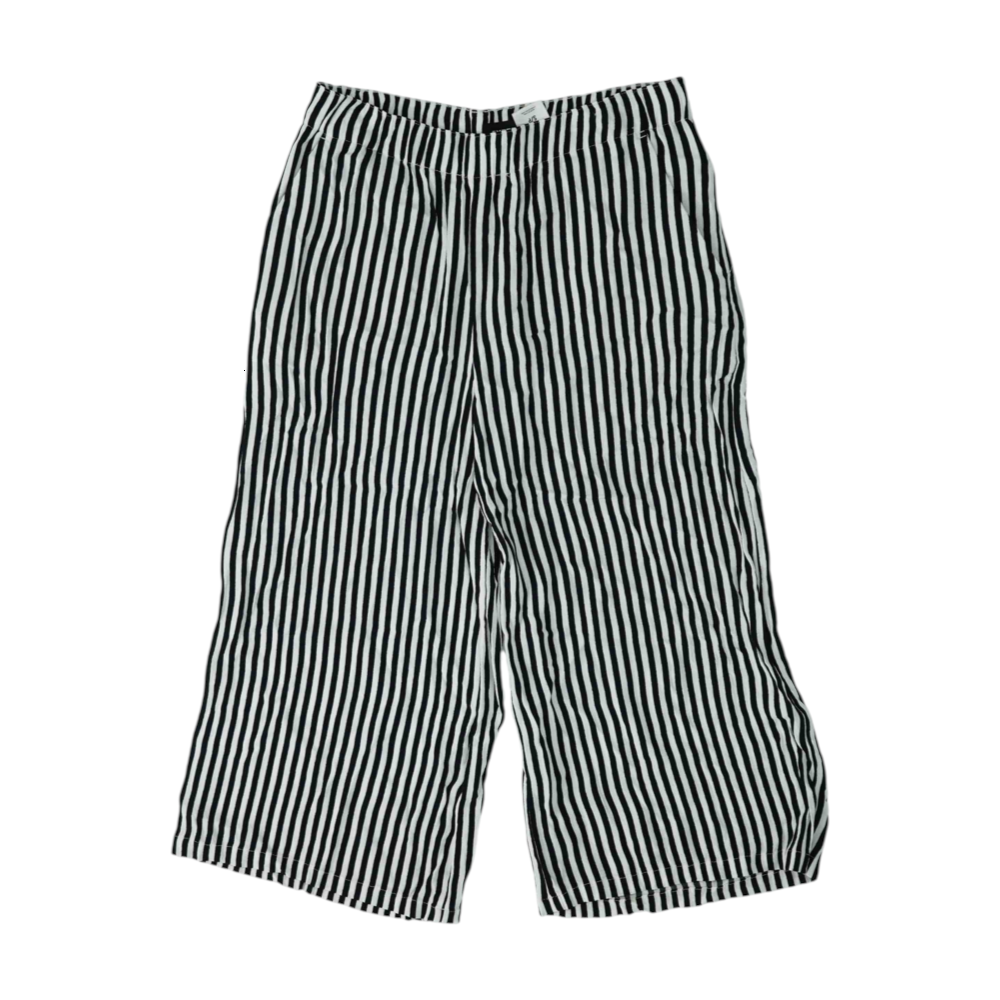 Black Striped Casual Capris