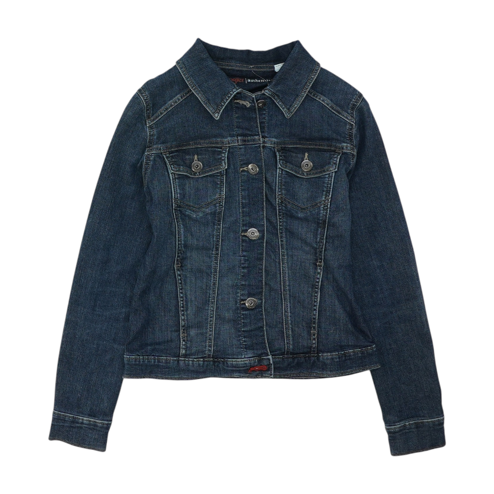 Blue Solid Denim Jacket