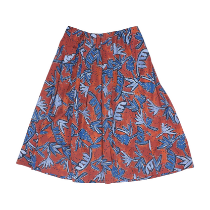 Red Abstract Midi Skirt