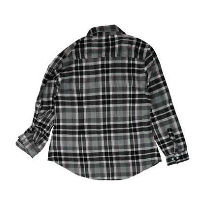 Gray Plaid Flannel Button Down