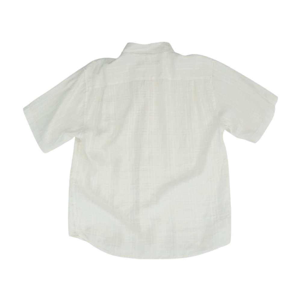 Cream Solid Short Sleeve Button Down