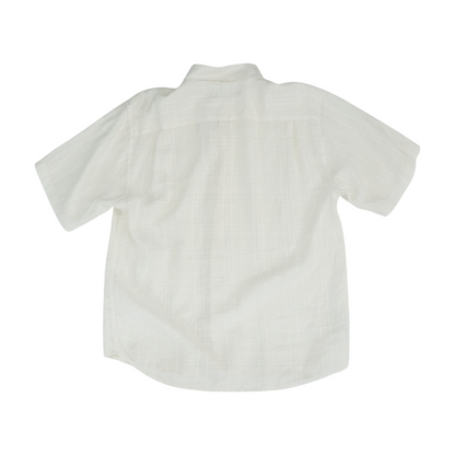 Cream Solid Short Sleeve Button Down