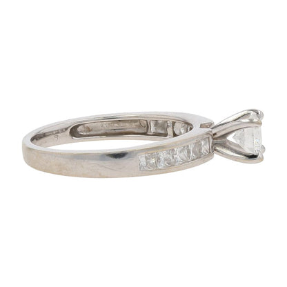 5/8 Ct 18K White Gold Diamond Center And Diamond Accented Shank Engagement Ring