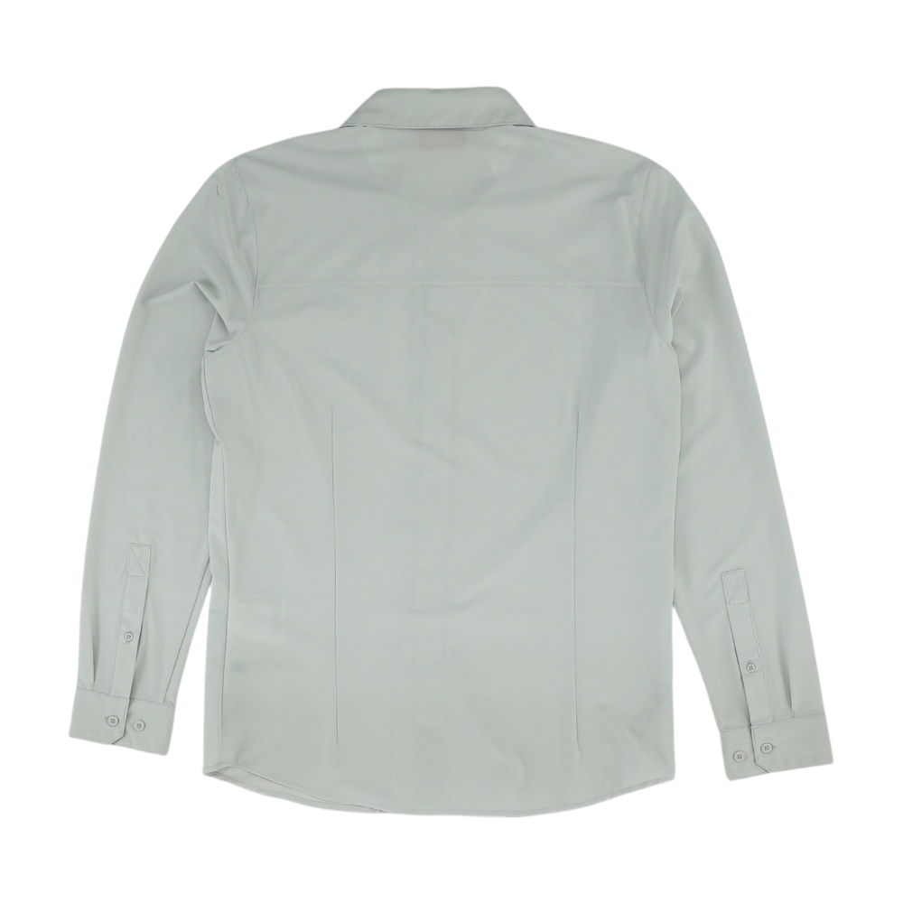 Gray Solid Long Sleeve Button Down