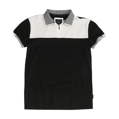 Black Color Block Short Sleeve Polo