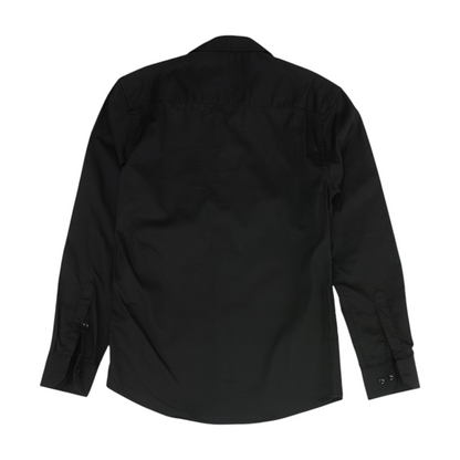 Black Solid Long Sleeve Button Down