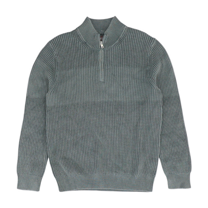 Gray Solid 1/4 Zip Sweater
