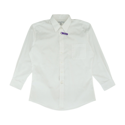 White Solid Long Sleeve Button Down